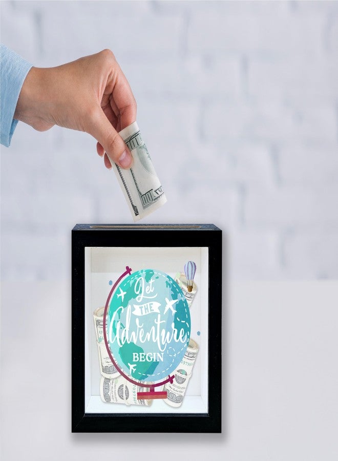 Mueddur Adventure Fund Shadow Box Frame, Honeymoon Fund Box with Slot, Let The Adventure Begin Theme Travel Memory Box, Adventure Archive Box Wedding Gifts for Newlyweds, Decorative Wooden Money Savings -01 - Image 4